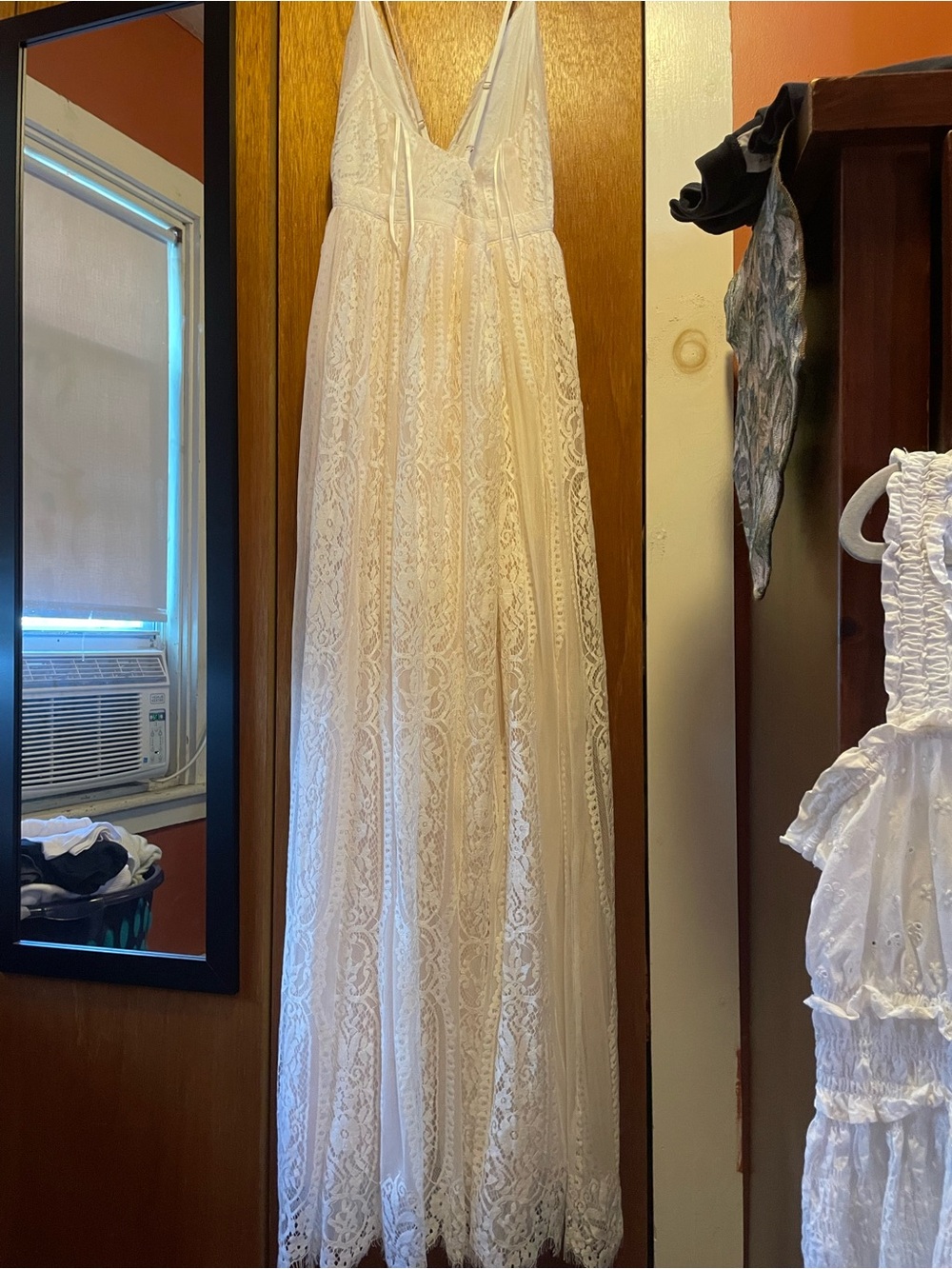 Aakaa Strapless Lace Maxi Dress in Cream - Picture 5 of 7